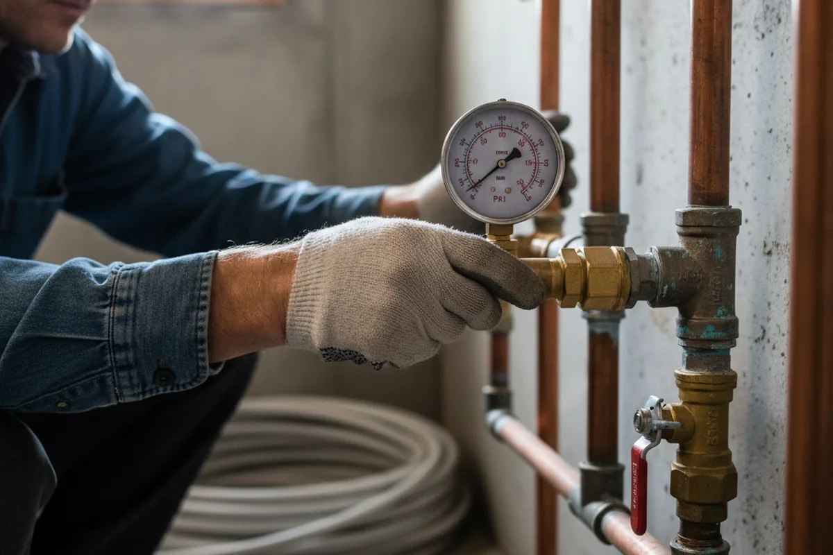 Pressure testing a repaired line during Water Line Repair in Mcalester